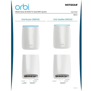 NETGEAR美国网件OrbiRBK533000MWiFi5分布式路由器+RBS50*2子母路由